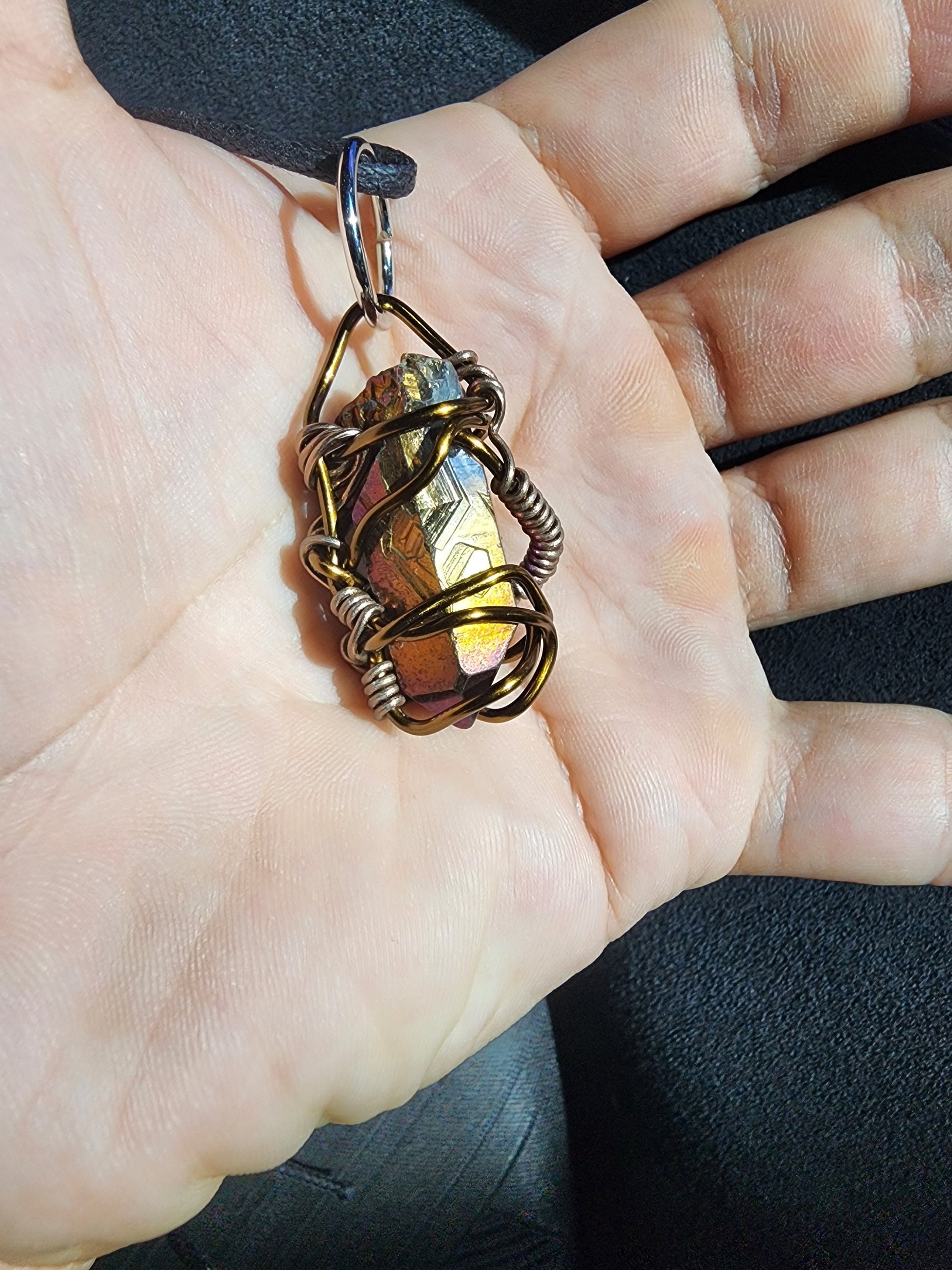 Ancient Contraption. Flashed quartz crystal necklace. Made by Eyesthatburnthemind.